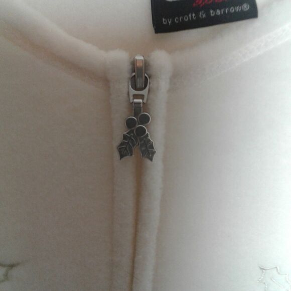 Vintage C&B Sport Croft and Barrow Womens L Zip Up Winter Christmas Fleece Holly - Picture 3 of 5